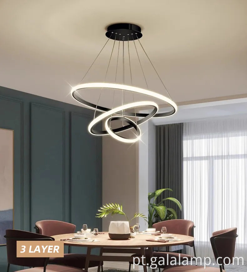 Anel de círculo decorativo de luxo luz pendente para a sala de estar moderna